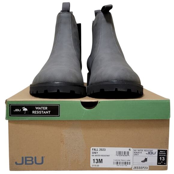 JBU Men Kai Water Resistant Chelsea Ankle Boots Size US 13M Grey Faux Leather - Picture 4 of 4